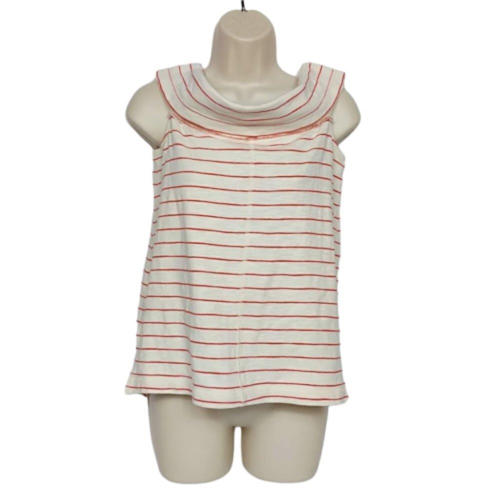 Lou & Grey Red White Stripe Blouse Top XS